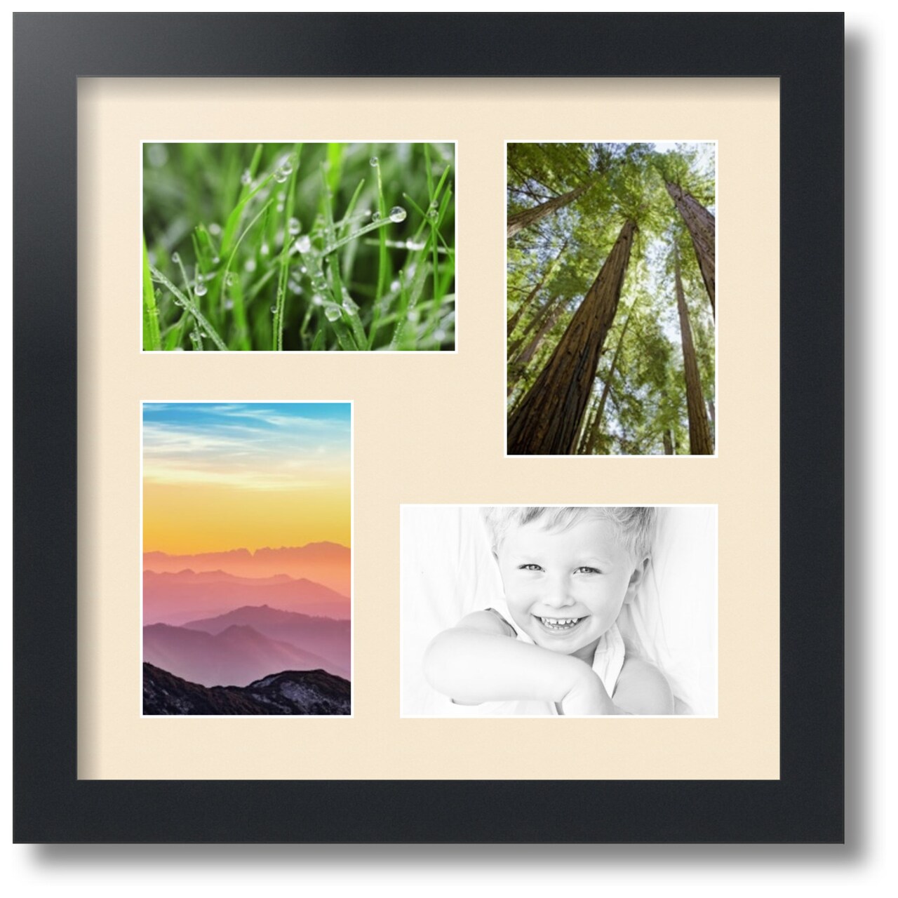 ArtToFrames Collage Photo Picture Frame with 4 - 4x6 inch Openings, Framed in Black with Over 62 Mat Color Options and Regular Glass (CSM-3926-178)